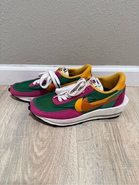 Nike x Sacai LDV Waffle Green Pink Orange Sneakers Size 8